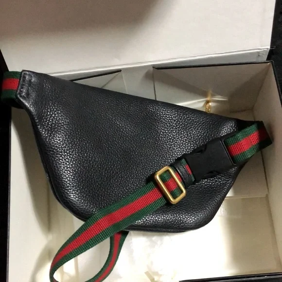 ✨ POPULAR ✨ GUCCI LOGO WAIST BUMBAG MULTI USE PURSE LEATHER - Picture 6 of 14